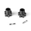 TKR5071E - Wheel Hubs (+4mm, lightened, gun metal ano, w/pins, 2pcs)